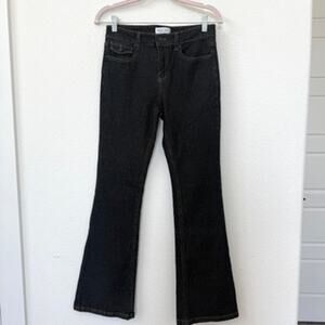 Vanilla Star Black Flare Jeans Size 4 W26 Contrast Stitch Y2K Bootcut Denim